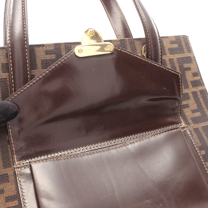 ズッカ 2WAY ハンドバッグ トートバッグ キャンバス レザー ブラウン ブラック フェンディ バッグ FENDI