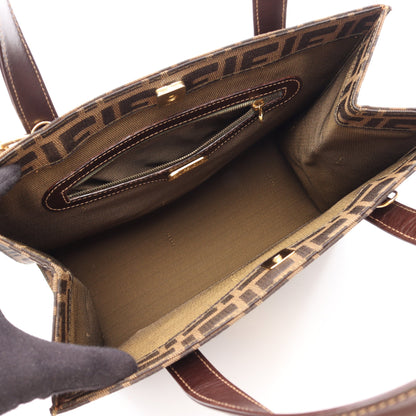 ズッカ 2WAY ハンドバッグ トートバッグ キャンバス レザー ブラウン ブラック フェンディ バッグ FENDI