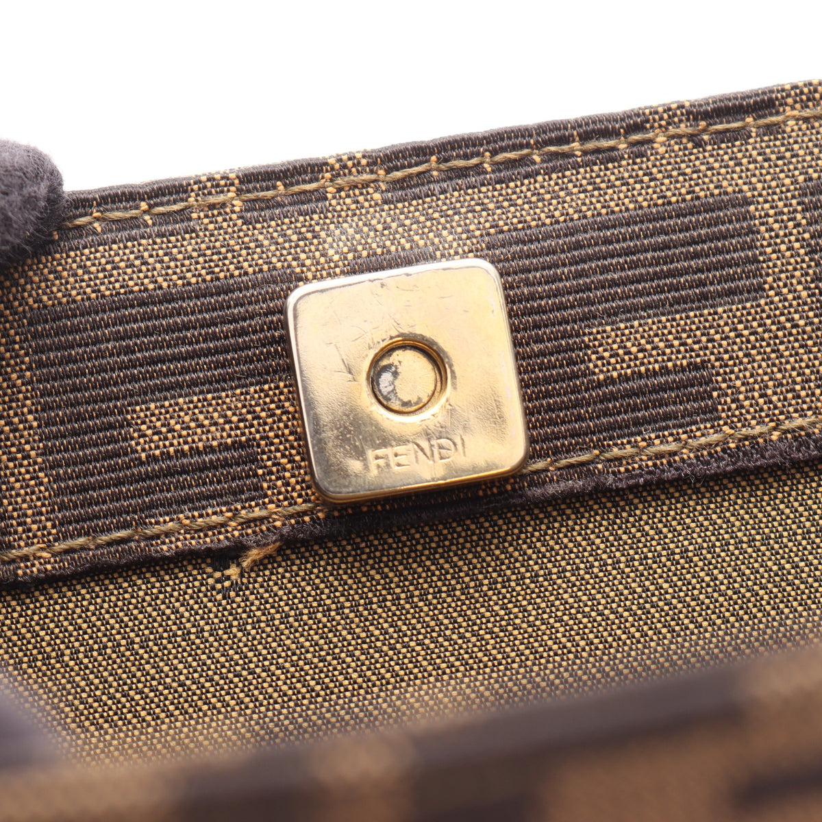 ズッカ 2WAY ハンドバッグ トートバッグ キャンバス レザー ブラウン ブラック フェンディ バッグ FENDI