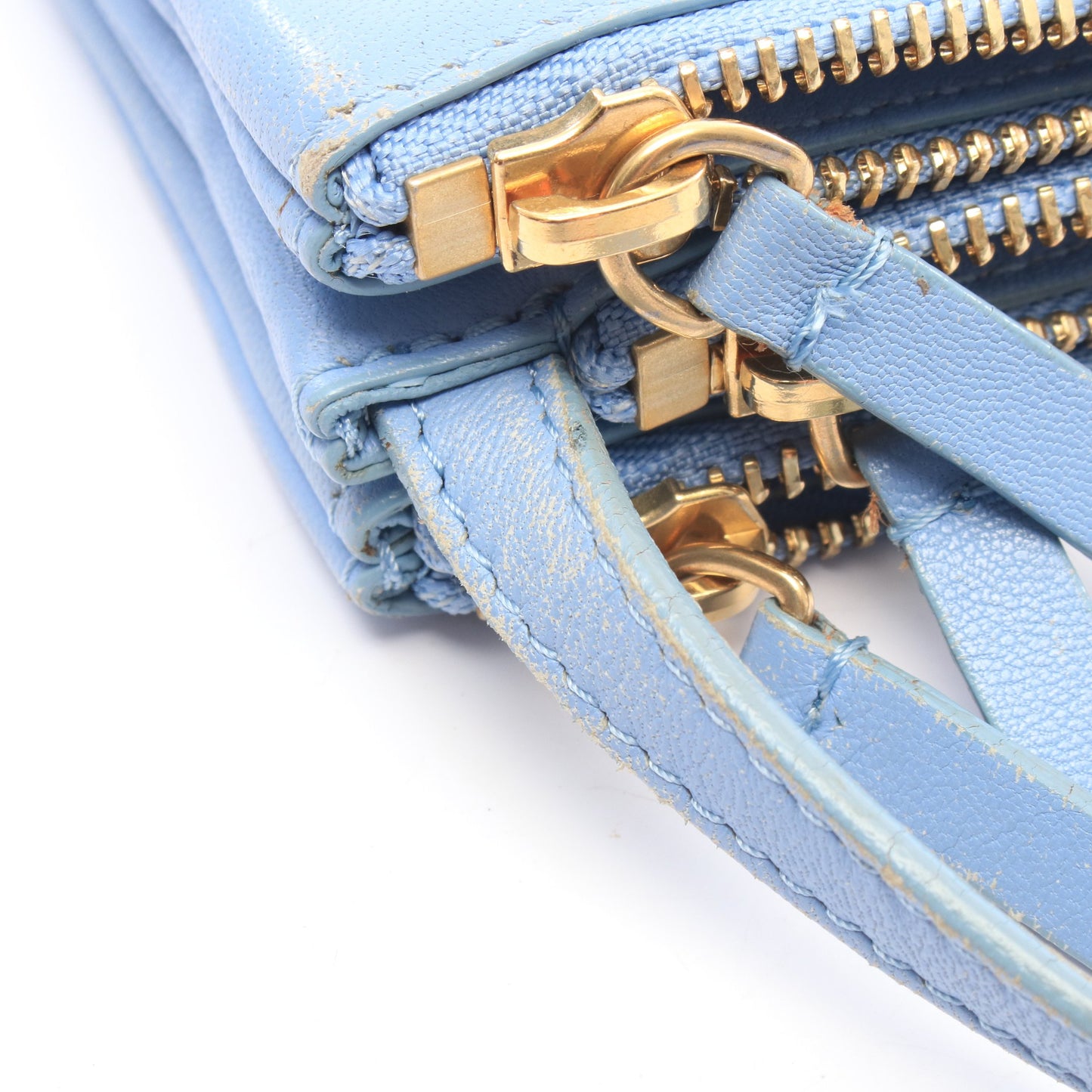 TRIO SMALL トリオ スモール ショルダーバッグ レザー ライトブルー セリーヌ