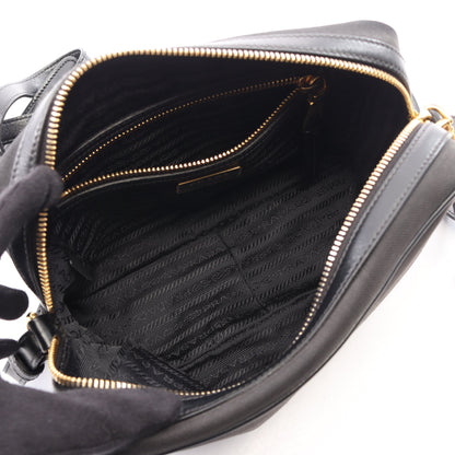 LOGO JACQUARD ロゴジャカード ショルダーバッグ キャンバス レザー ブラック プラダ バッグ PRADA