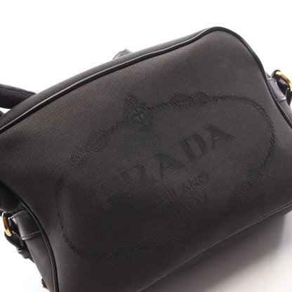 LOGO JACQUARD ロゴジャカード ショルダーバッグ キャンバス レザー ブラック プラダ バッグ PRADA