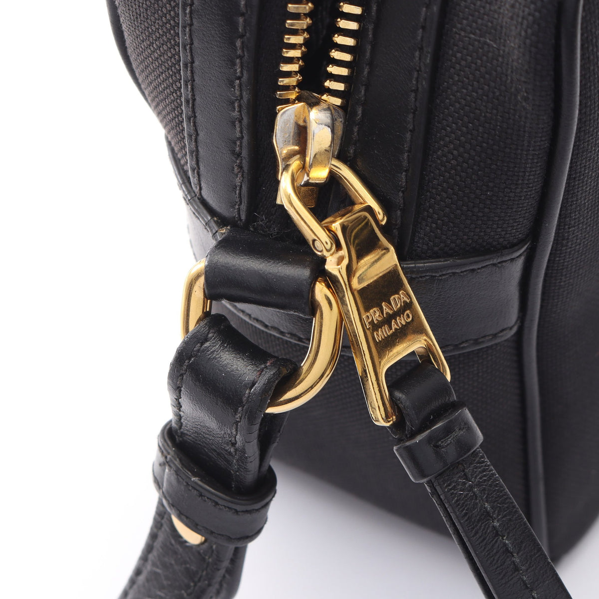 LOGO JACQUARD ロゴジャカード ショルダーバッグ キャンバス レザー ブラック プラダ バッグ PRADA