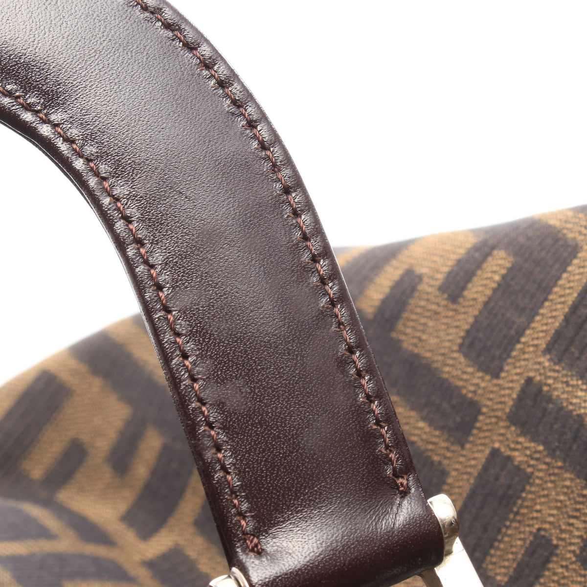 ズッカ ハンドバッグ トートバッグ キャンバス レザー ブラウン ブラック フェンディ バッグ FENDI
