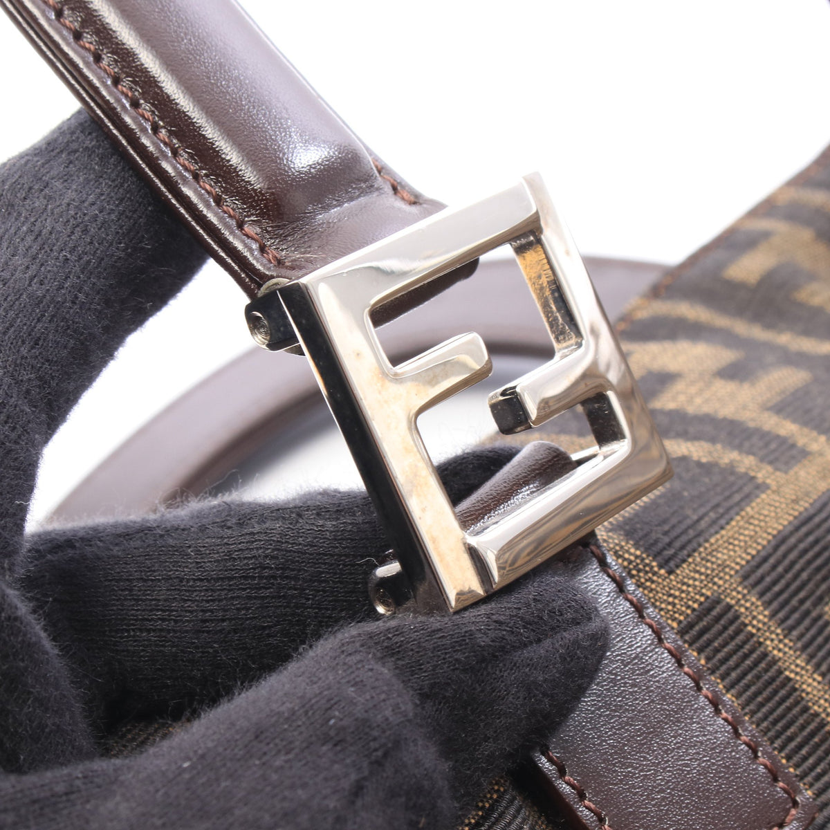 ズッカ ハンドバッグ トートバッグ キャンバス レザー ブラウン ブラック フェンディ バッグ FENDI