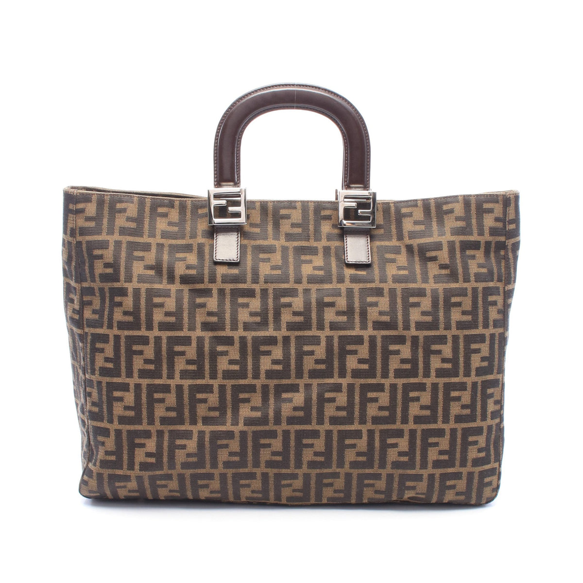 ズッカ ハンドバッグ トートバッグ キャンバス レザー ブラウン ブラック フェンディ バッグ FENDI