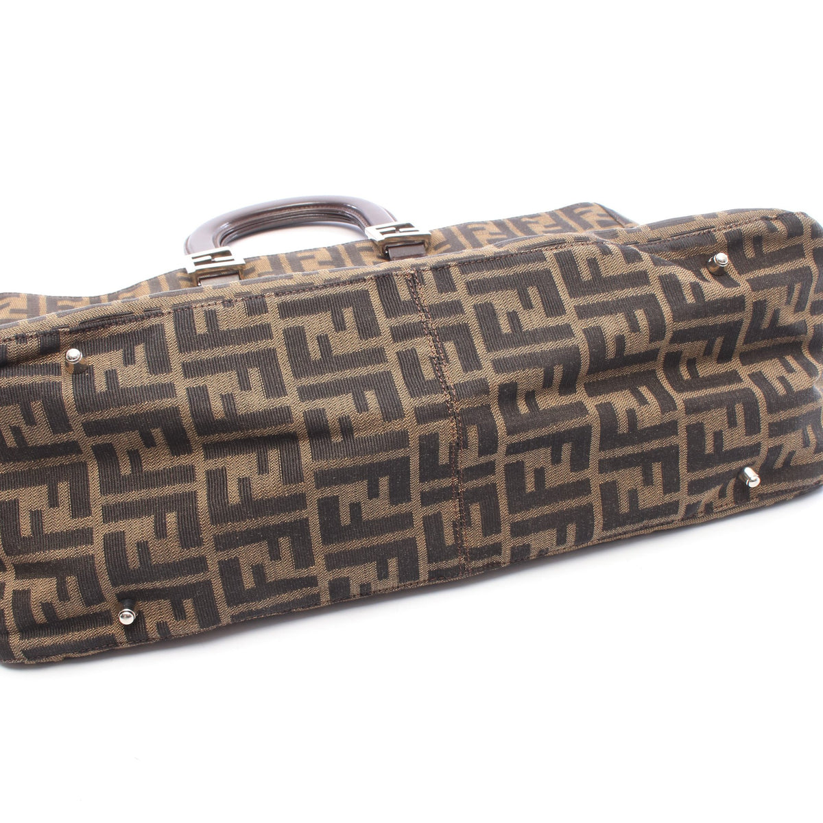 ズッカ ハンドバッグ トートバッグ キャンバス レザー ブラウン ブラック フェンディ バッグ FENDI