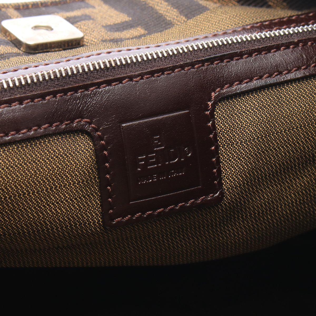 ズッカ ハンドバッグ トートバッグ キャンバス レザー ブラウン ブラック フェンディ バッグ FENDI