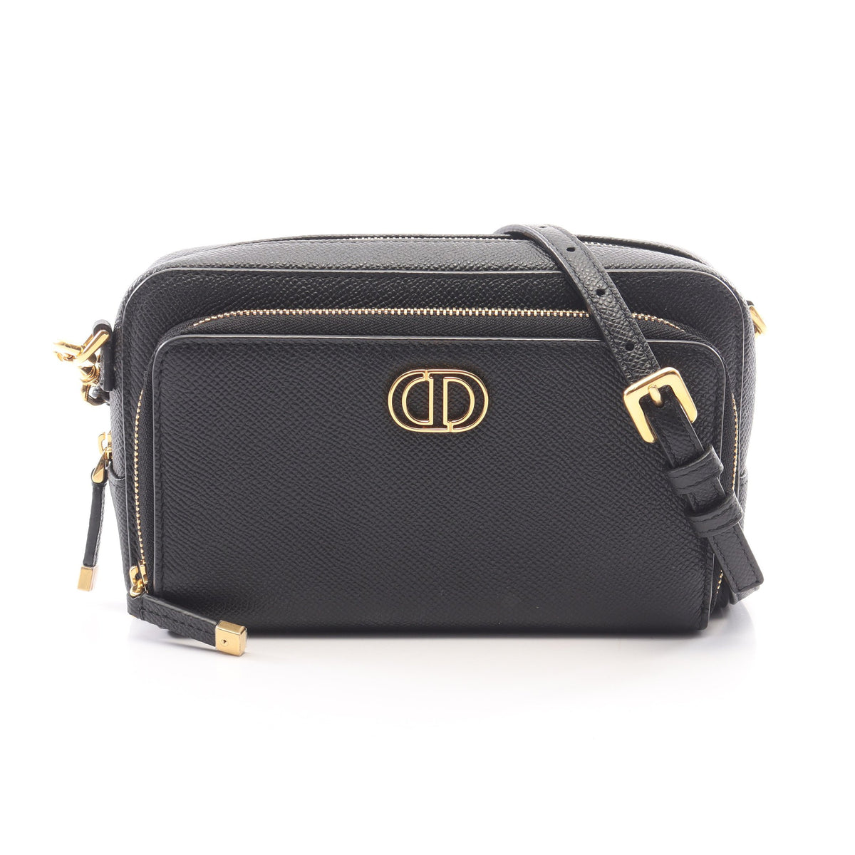 カロ ダブルポーチ ショルダーバッグ レザー ブラック クリスチャンディオール バッグ Christian Dior