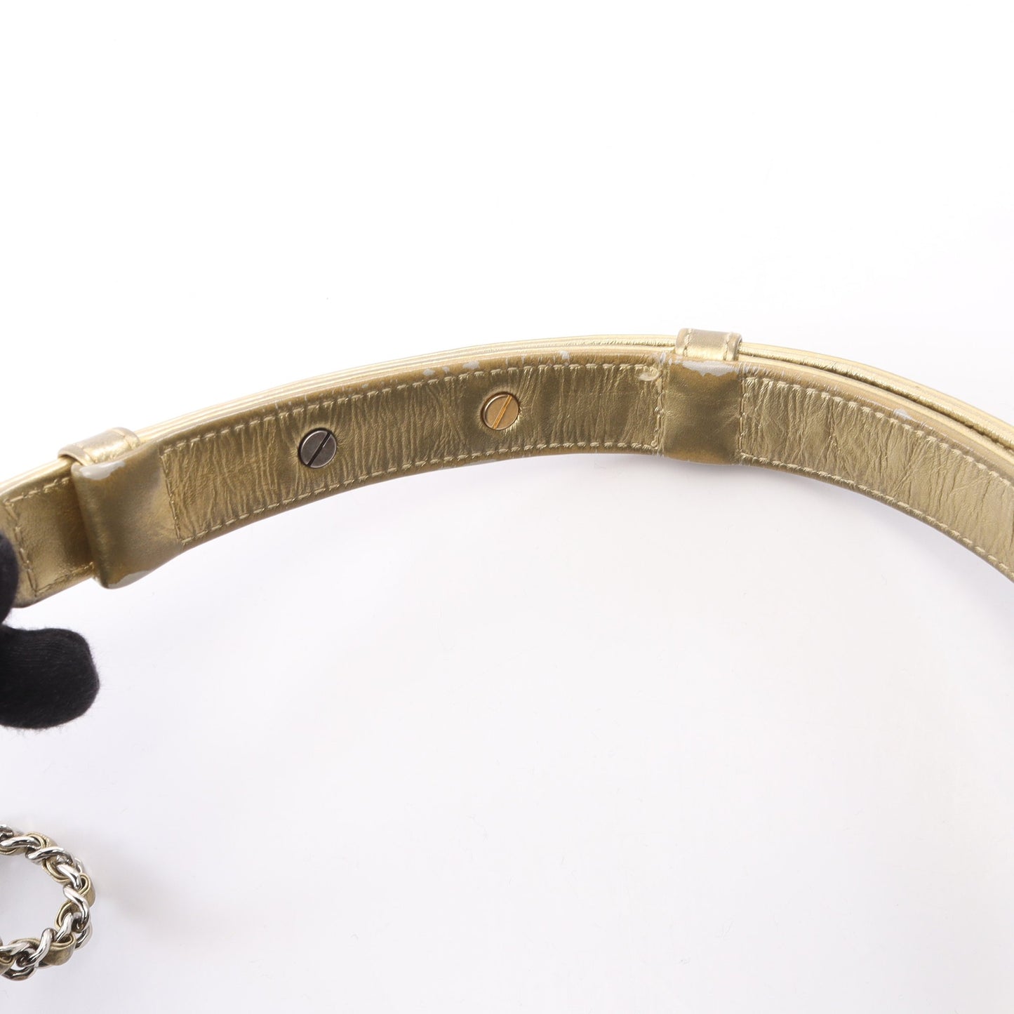 ガブリエル ドゥ シャネル スモール ホーボー チェーンショルダーバッグ レザー ゴールド コンビ金具 シャネル