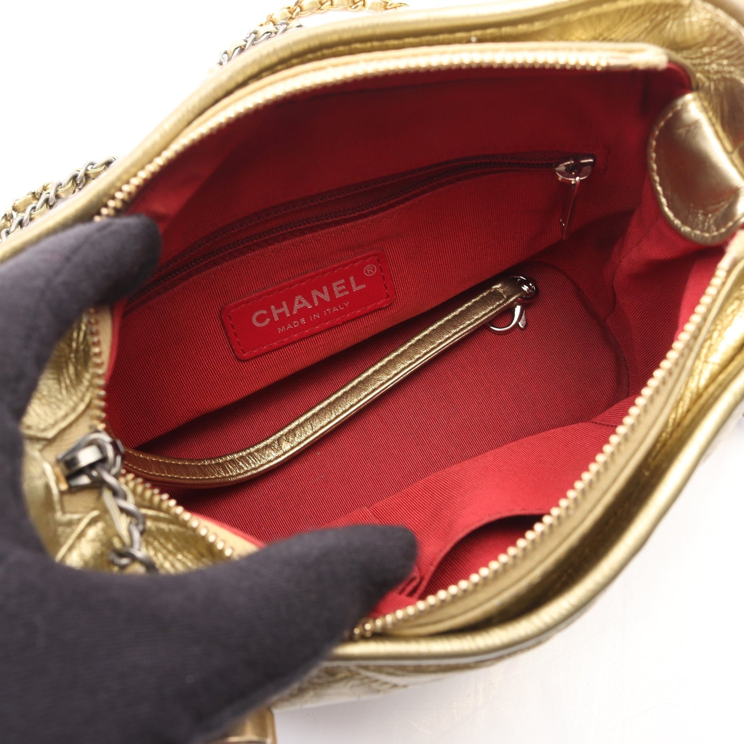 ガブリエル ドゥ シャネル スモール ホーボー チェーンショルダーバッグ レザー ゴールド コンビ金具 シャネル