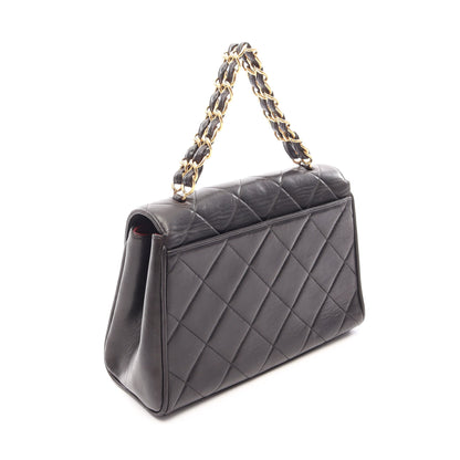 マトラッセ チェーンハンドバッグ ラムスキン ブラック ゴールド金具 シャネル バッグ CHANEL