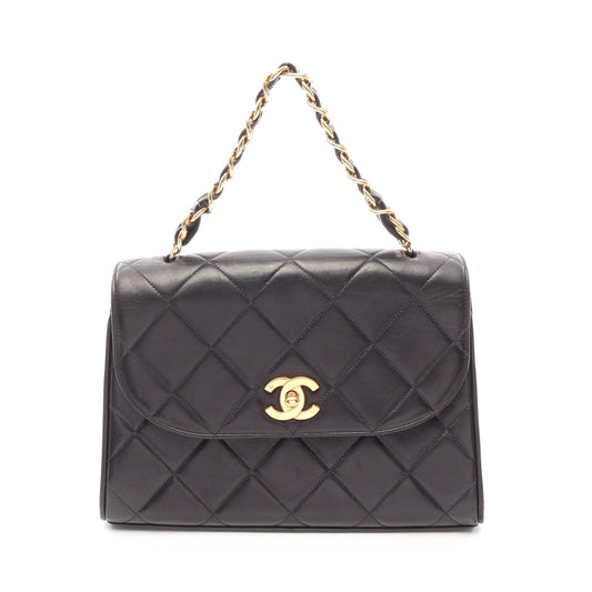 マトラッセ チェーンハンドバッグ ラムスキン ブラック ゴールド金具 シャネル バッグ CHANEL
