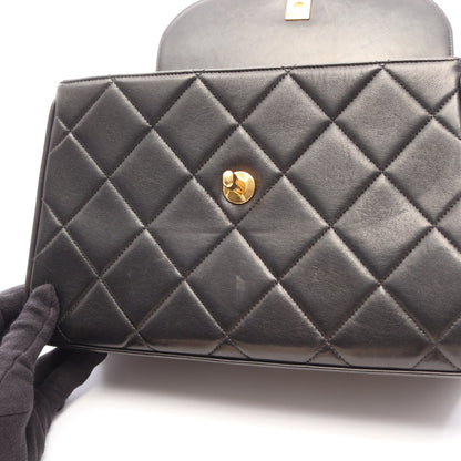 マトラッセ チェーンハンドバッグ ラムスキン ブラック ゴールド金具 シャネル バッグ CHANEL