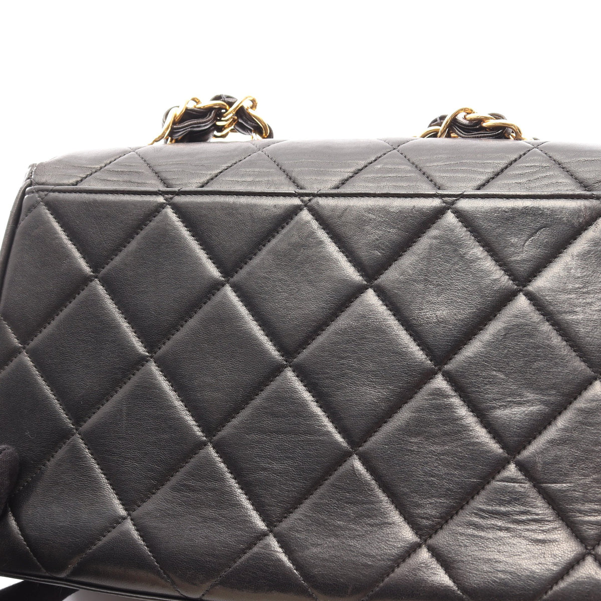 マトラッセ チェーンハンドバッグ ラムスキン ブラック ゴールド金具 シャネル バッグ CHANEL