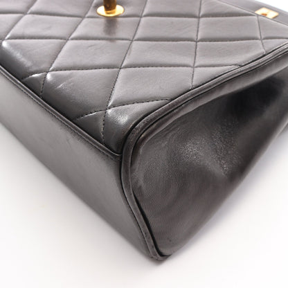 マトラッセ チェーンハンドバッグ ラムスキン ブラック ゴールド金具 シャネル バッグ CHANEL