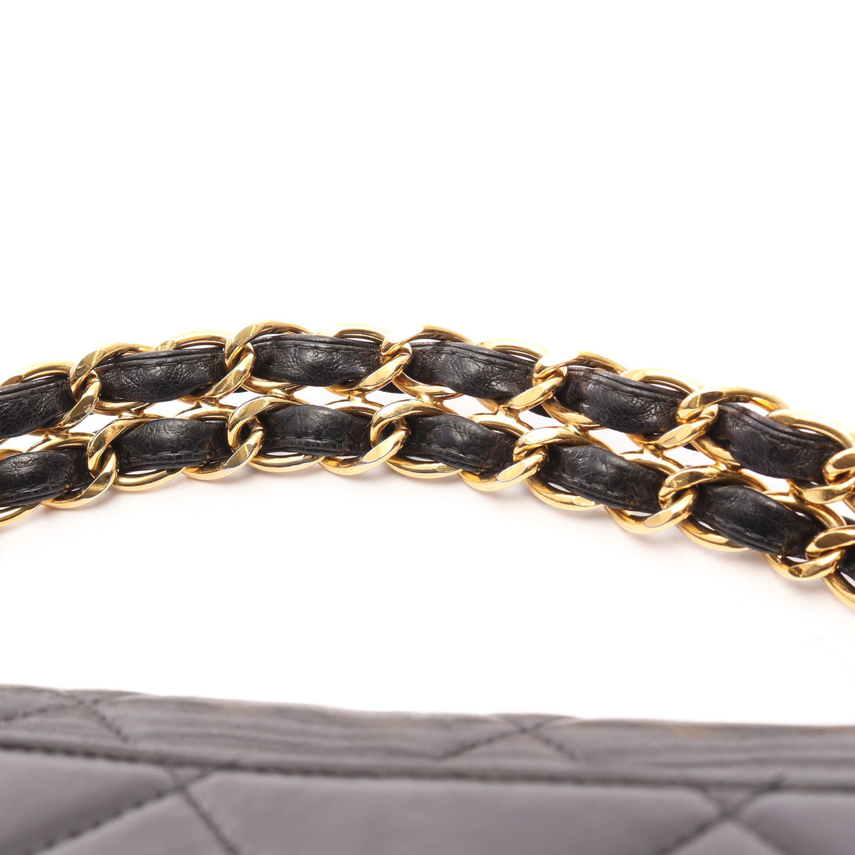 マトラッセ チェーンハンドバッグ ラムスキン ブラック ゴールド金具 シャネル バッグ CHANEL