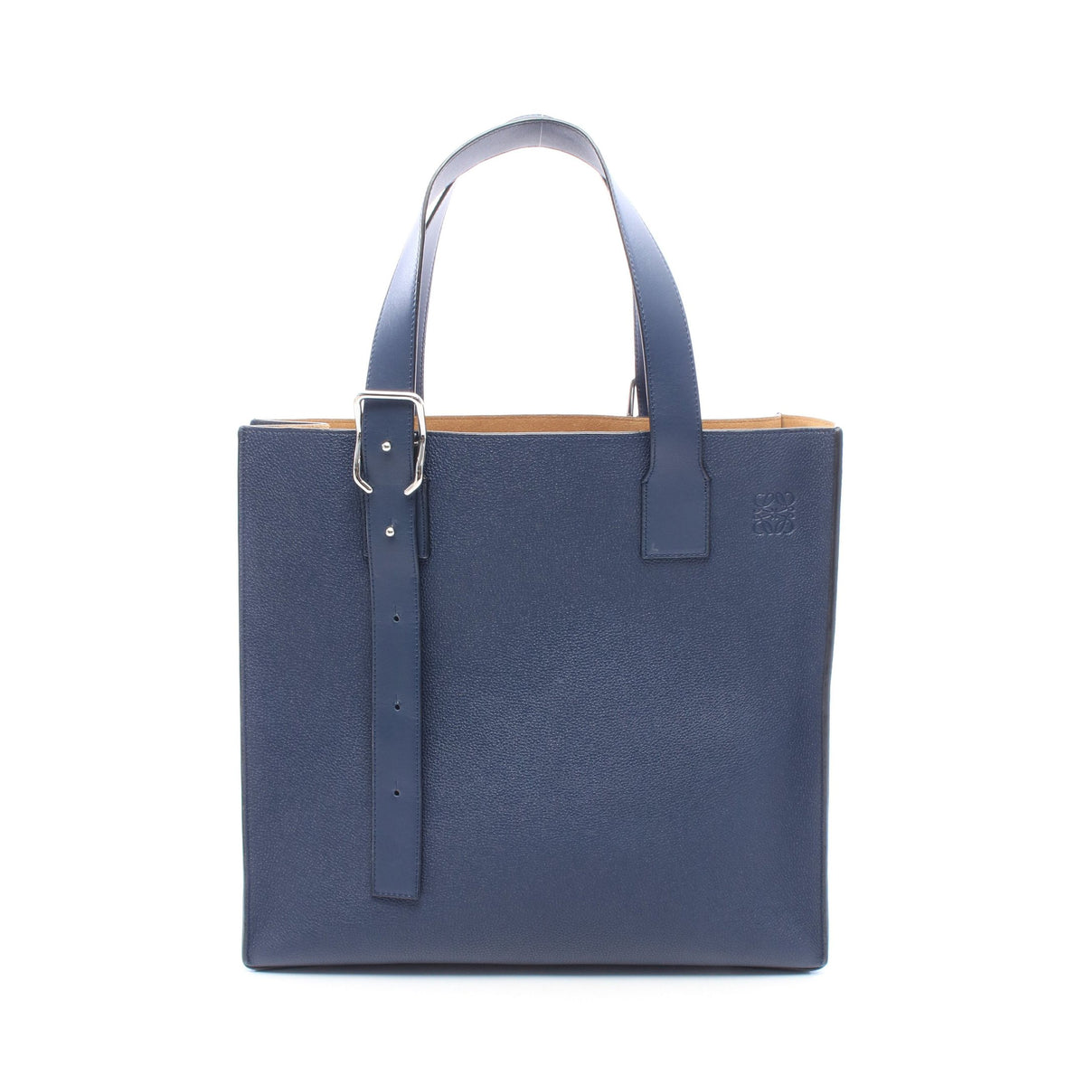 バックルホリゾンタル アナグラム ショルダーバッグ トートバッグ レザー ネイビー ロエベ バッグ LOEWE