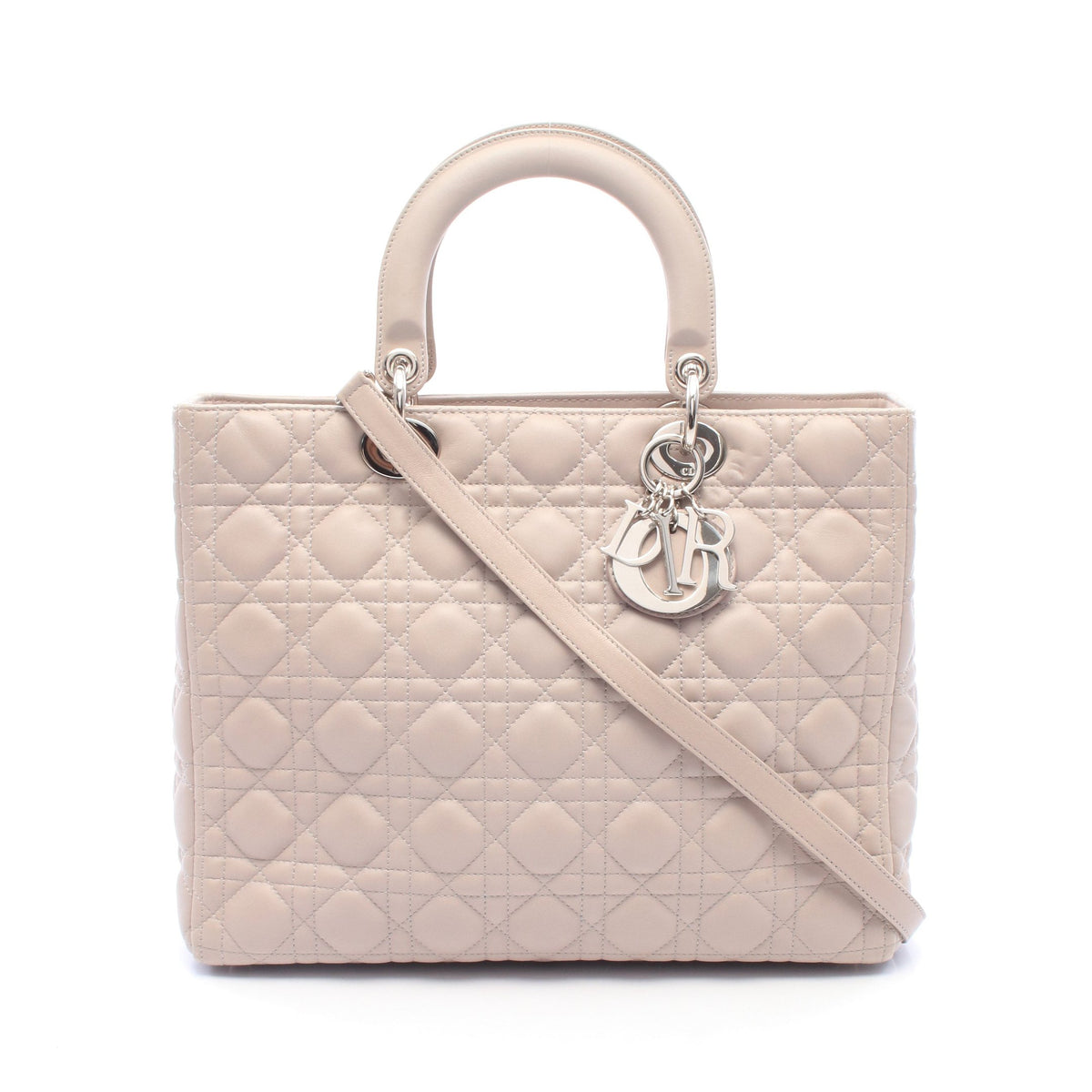レディディオール ラージ 2WAY ハンドバッグ レザー ライトベージュ クリスチャンディオール バッグ Christian Dior