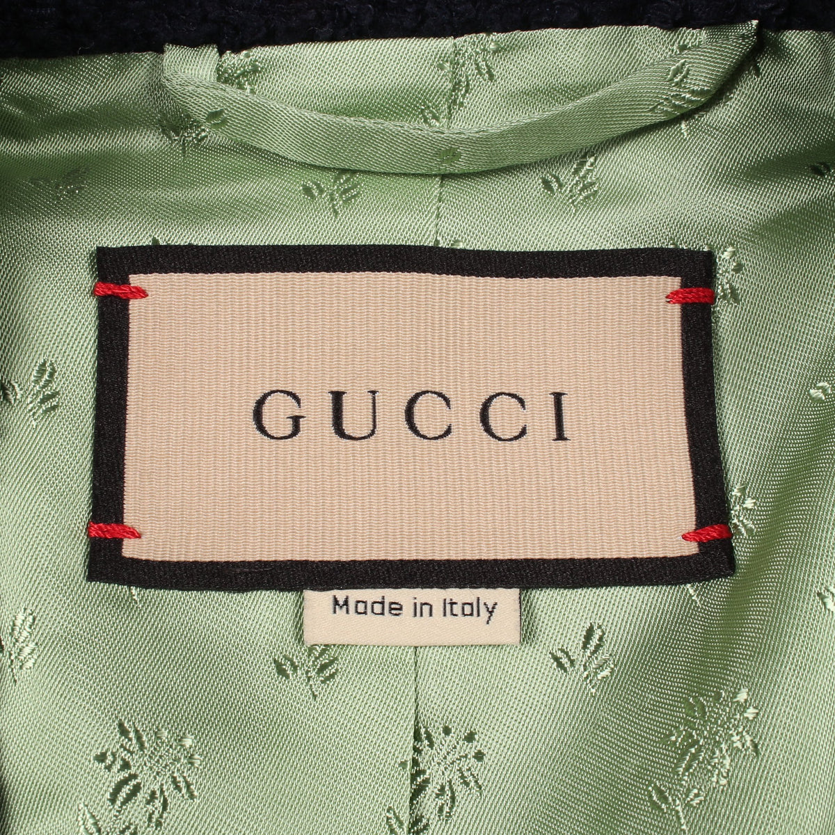 ツイードダブルブレストジャケット ビーズ スパンコール刺繍 テーラードジャケット コットン ネイビー グッチ アウター GUCCI