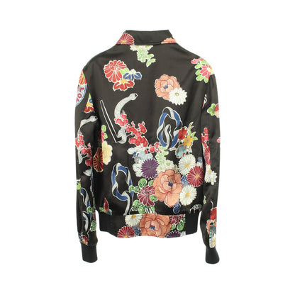 LOVE テディジャケット 花柄 ジップアップ ブルゾン レーヨン ブラック マルチカラー サンローランパリ アウター SAINT LAURENT PARIS