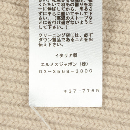 ツイルレーヌ スカーフプリント ニット切替 ロング ダウンベスト コットン ウール カシミヤ ホワイト グレーベージュ マルチカラー エルメス アウター HERMES
