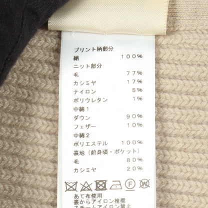ツイルレーヌ スカーフプリント ニット切替 ロング ダウンベスト コットン ウール カシミヤ ホワイト グレーベージュ マルチカラー エルメス アウター HERMES