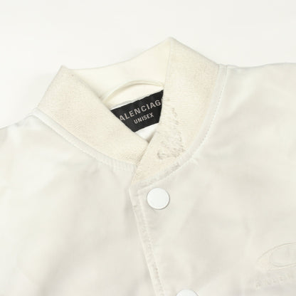 ユーズド加工 ボンバージャケット ナイロン ホワイト バレンシアガ アウター BALENCIAGA