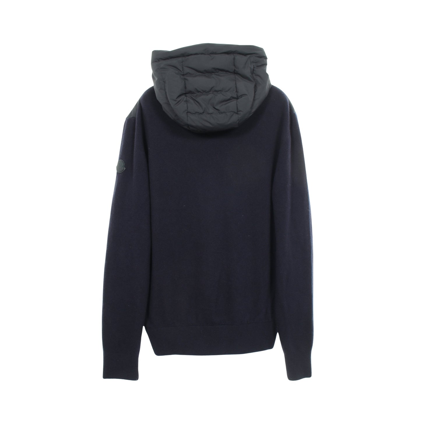 CARDIGAN TRICOT ニット切替 フード付き ダウンジャケット ウール カシミヤ レザー ネイビー モンクレール