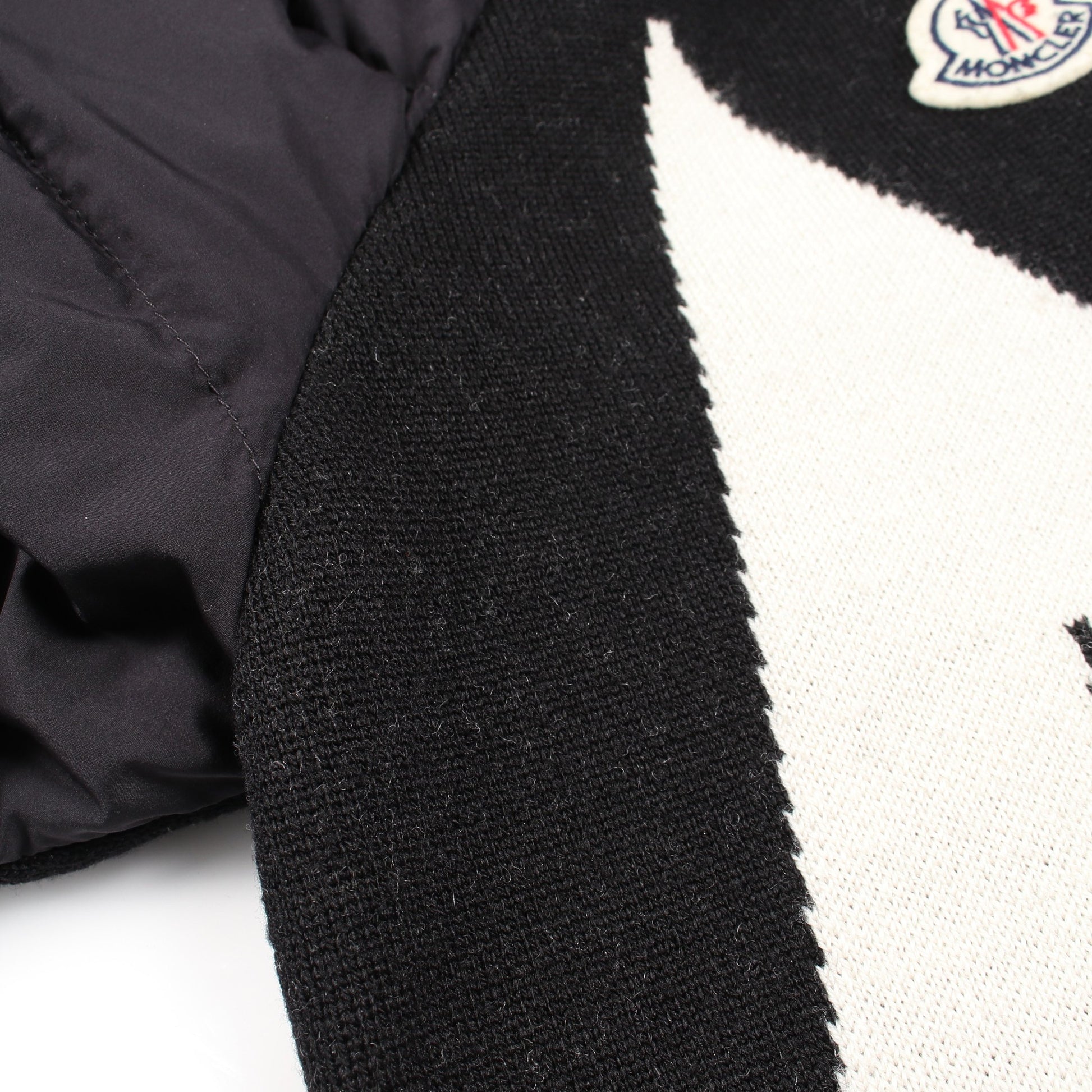 CARDIGAN TRICOT ニット切替 フード付き ダウンジャケット ウール ナイロン コットン ブラック モンクレール アウター MONCLER