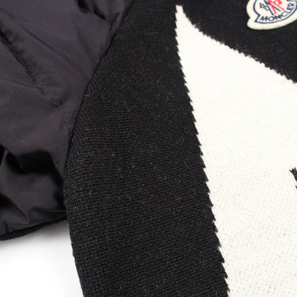 CARDIGAN TRICOT ニット切替 フード付き ダウンジャケット ウール ナイロン コットン ブラック モンクレール アウター MONCLER