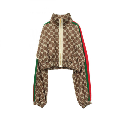 インターロッキングG シェリーライン クロップド トラックジャケット コットン ブラウン レッド グリーン グッチ アウター GUCCI