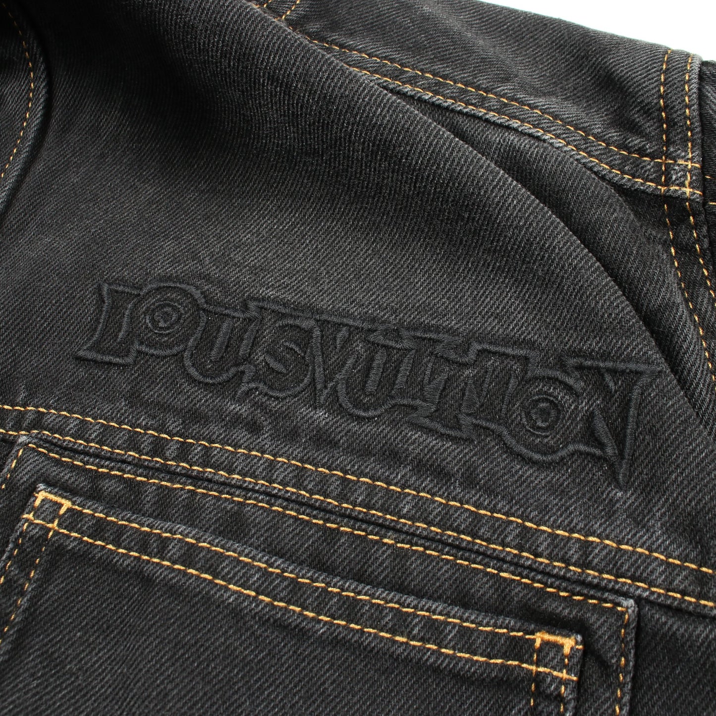 ロゴ刺繍 デニムジャケット コットン ブラック ルイヴィトン