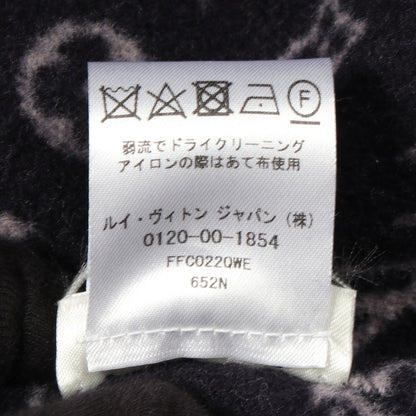 裏地モノグラム フード付き ラップコート ガウンコート ウール シルク ネイビー ルイヴィトン アウター LOUIS VUITTON