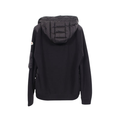 CARDIGAN TRICOT ニット切替 フード付き ダウンジャケット ナイロン ウール ブラック モンクレール