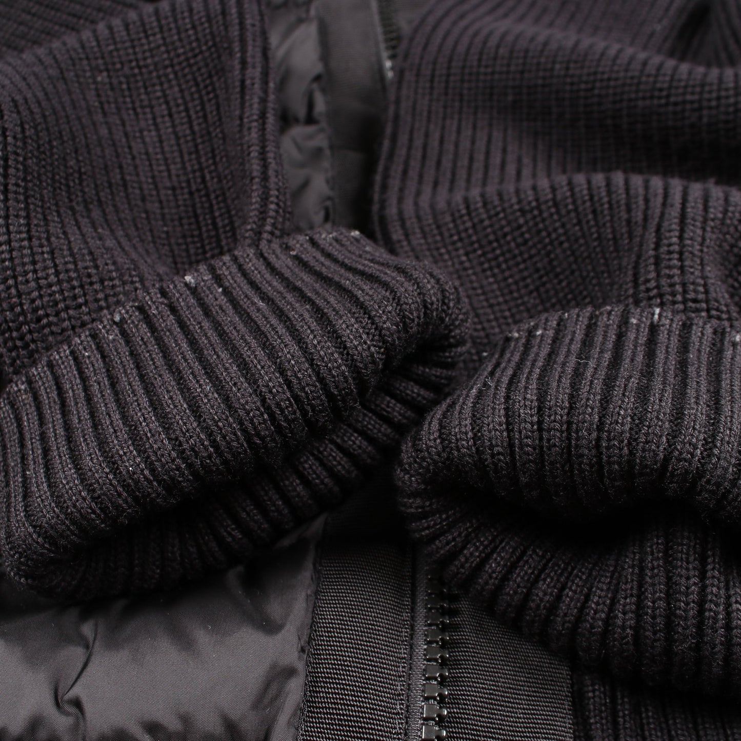 CARDIGAN TRICOT ニット切替 フード付き ダウンジャケット ナイロン ウール ブラック モンクレール