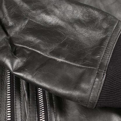 BAUHAUS FLGHIT ダメージ加工 レザージャケット レザー ダークグレー ブラック リックオウエンス