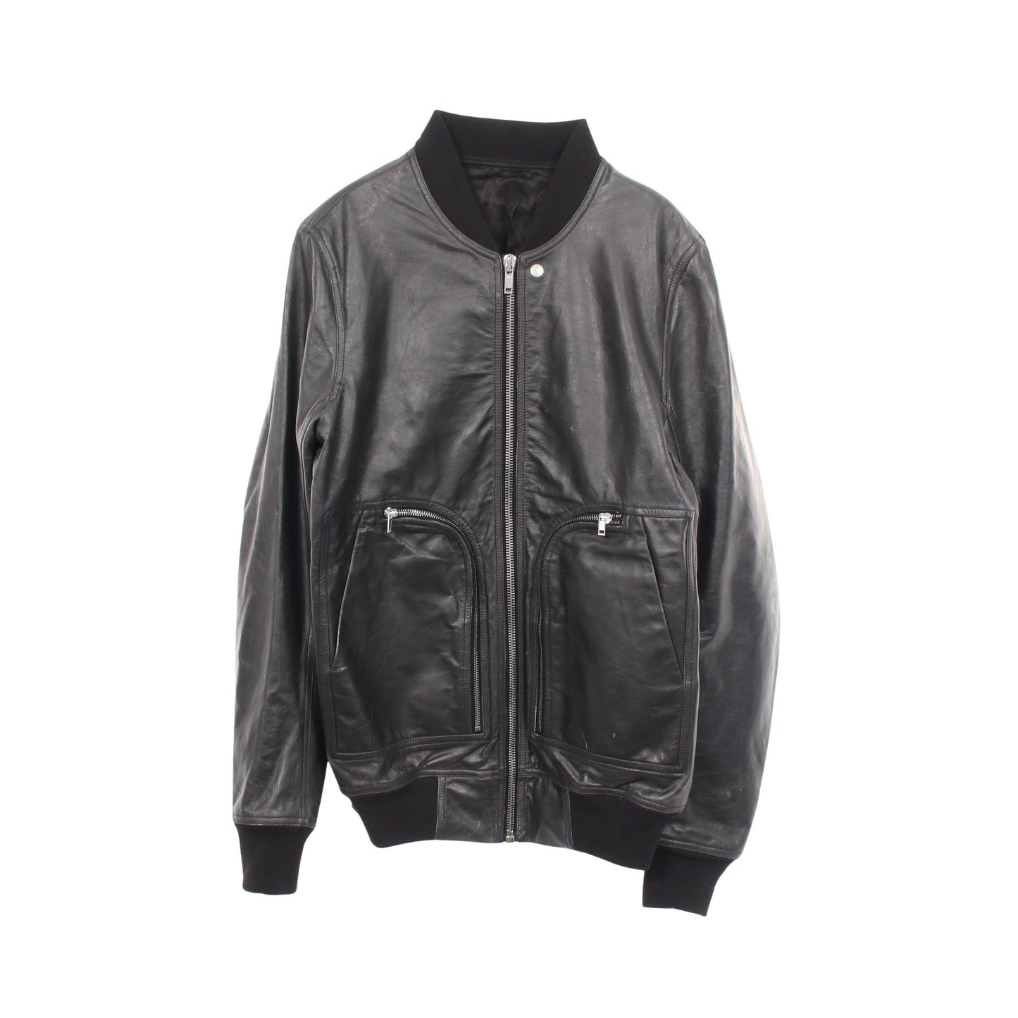 BAUHAUS FLGHIT ダメージ加工 レザージャケット レザー ダークグレー ブラック リックオウエンス
