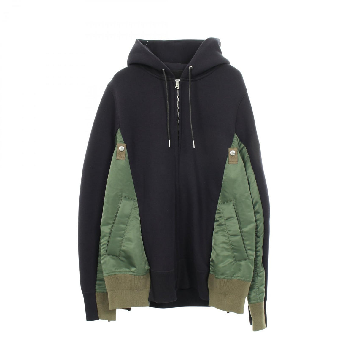 切替 ジップアップパーカー コットン ネイビー カーキグリーン サカイ トップス sacai