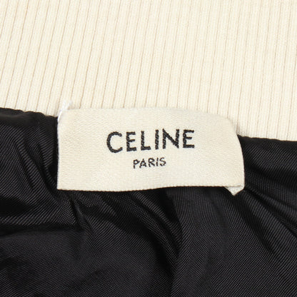 ロゴ刺繍 ベルベット トラックジャケット コットン ナイロン ネイビー ホワイト セリーヌ アウター CELINE
