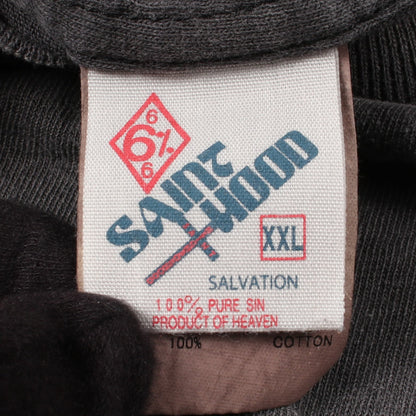 SAINT MICHAEL × NEIGHBORHOOD スカルプリント ユーズド加工 ペイント加工 半袖Tシャツ コットン グレー セント マイケル トップス SAINT MICHAEL