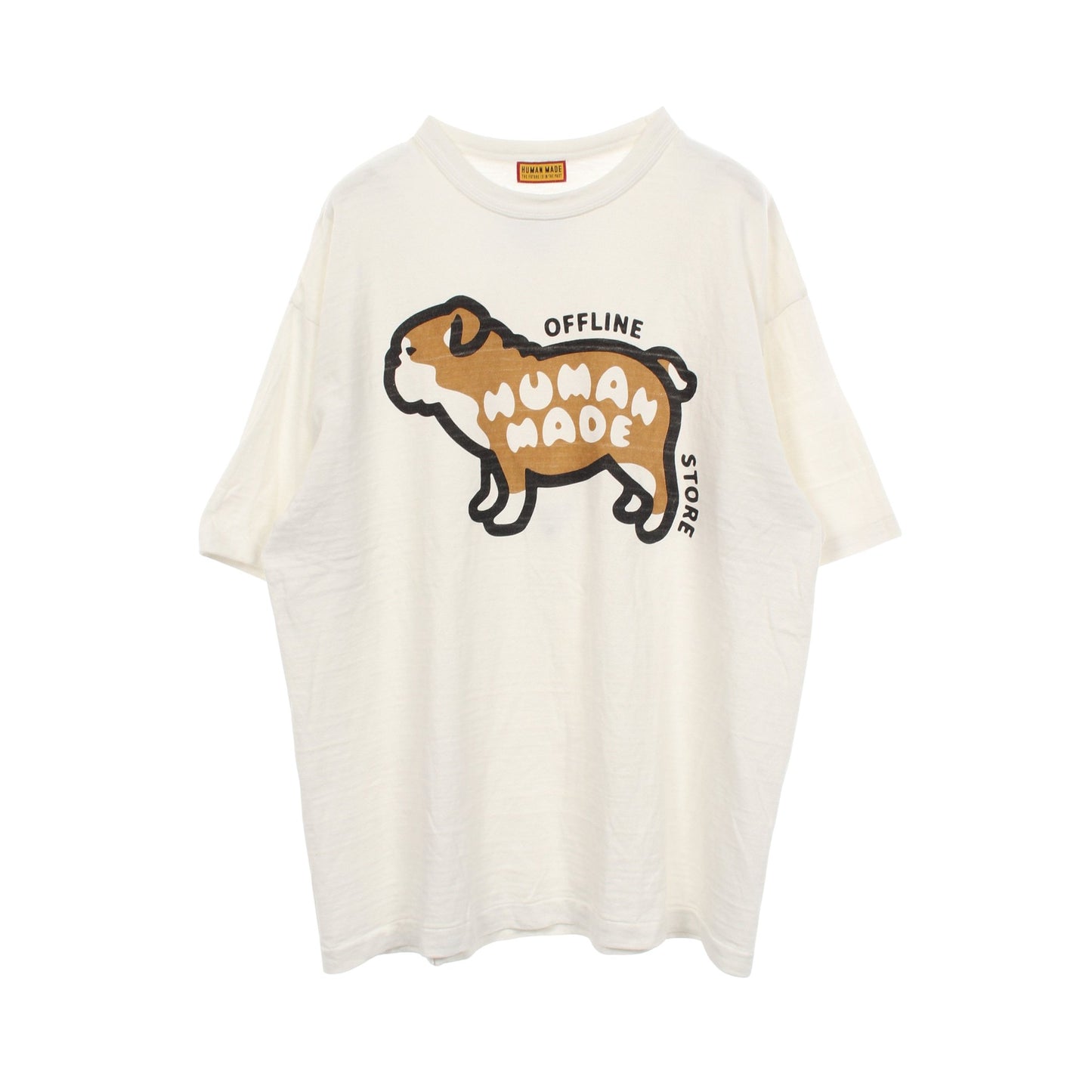 ブルドッグ オフラインストア限定 半袖Tシャツ コットン オフホワイト ブラック ライトブラウン ヒューマンメイド