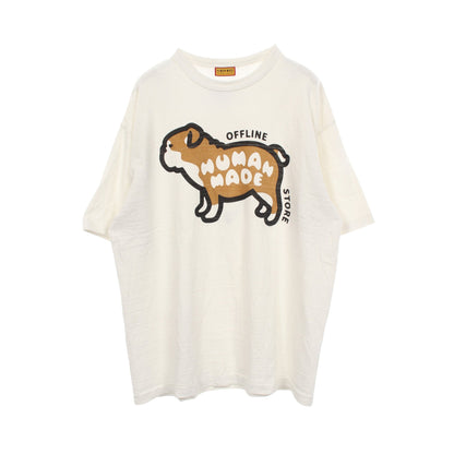 ブルドッグ オフラインストア限定 半袖Tシャツ コットン オフホワイト ブラック ライトブラウン ヒューマンメイド