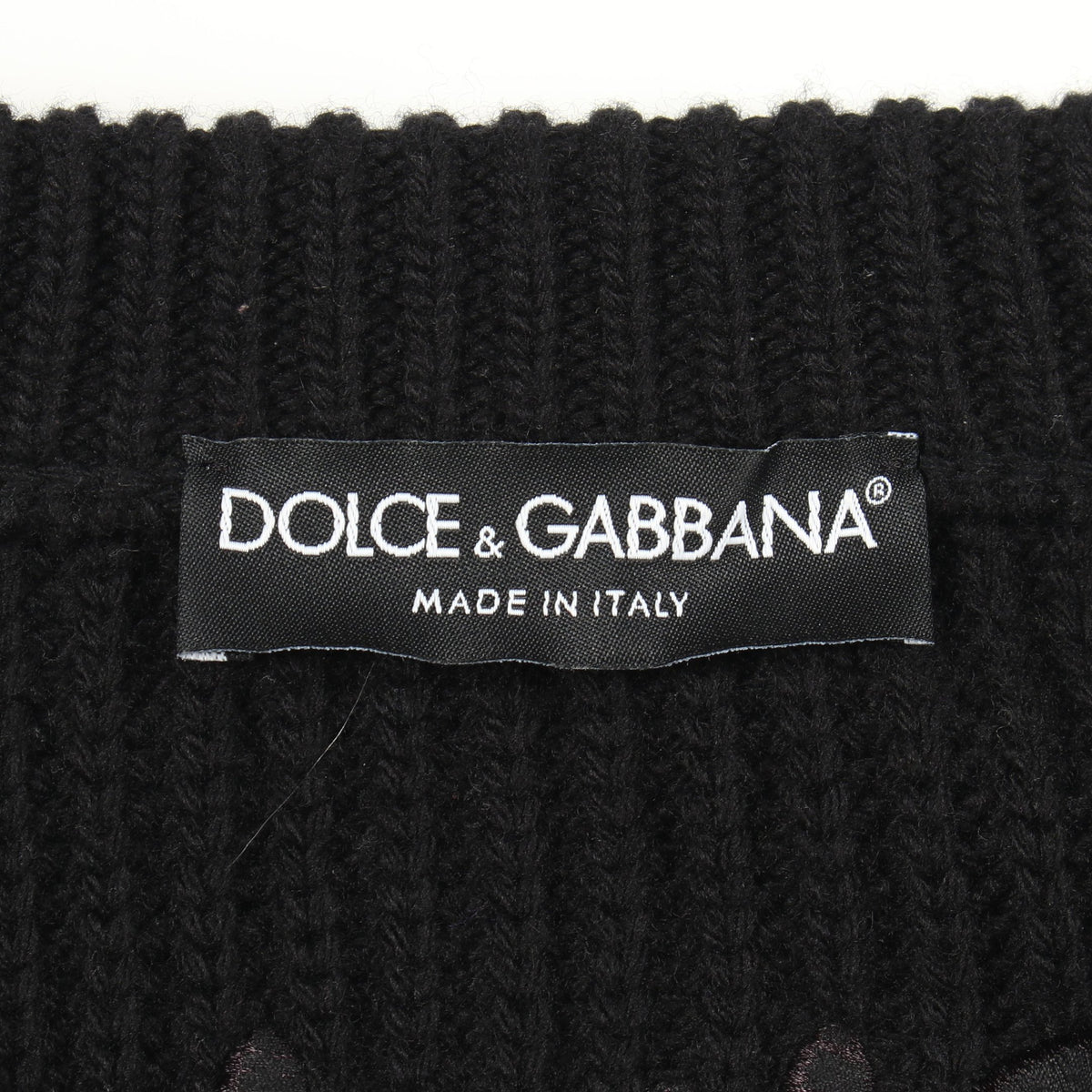 ロゴ刺繍 クルーネック ニット ウール ブラック ドルチェアンドガッバーナ トップス DOLCE&GABBANA