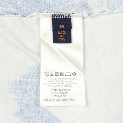 モノグラムバンダナプリント クルーネック 半袖Tシャツ コットン ホワイト ブルー ルイヴィトン