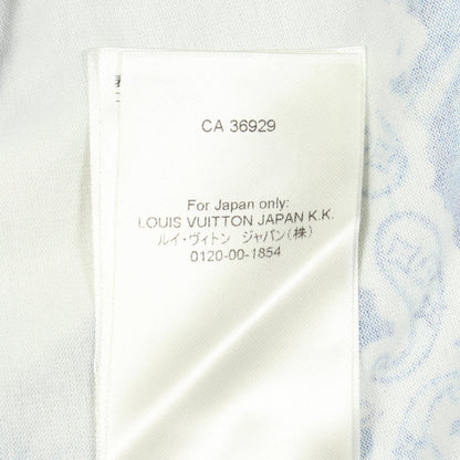 モノグラムバンダナプリント クルーネック 半袖Tシャツ コットン ホワイト ブルー ルイヴィトン