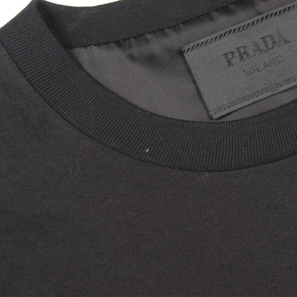 Re-Nylon トライアングルロゴ クルーネック 半袖Tシャツ コットン ブラック プラダ トップス PRADA
