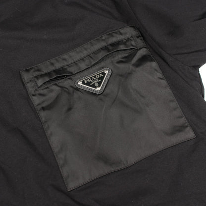 Re-Nylon トライアングルロゴ クルーネック 半袖Tシャツ コットン ブラック プラダ トップス PRADA
