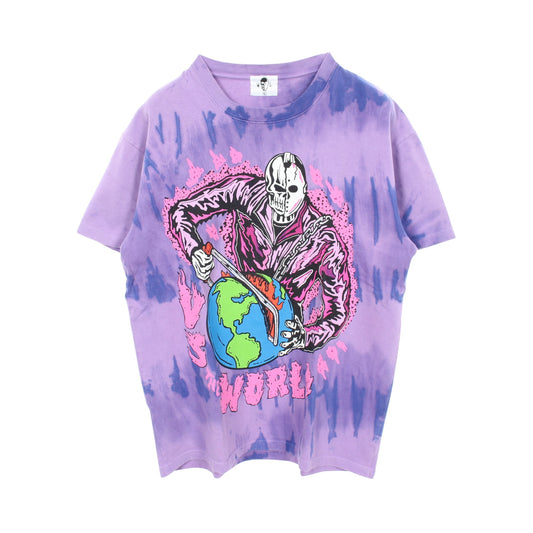 VS THE WORLD タイダイ染め 半袖Tシャツ コットン パープル ブルー ウォーレンロータス