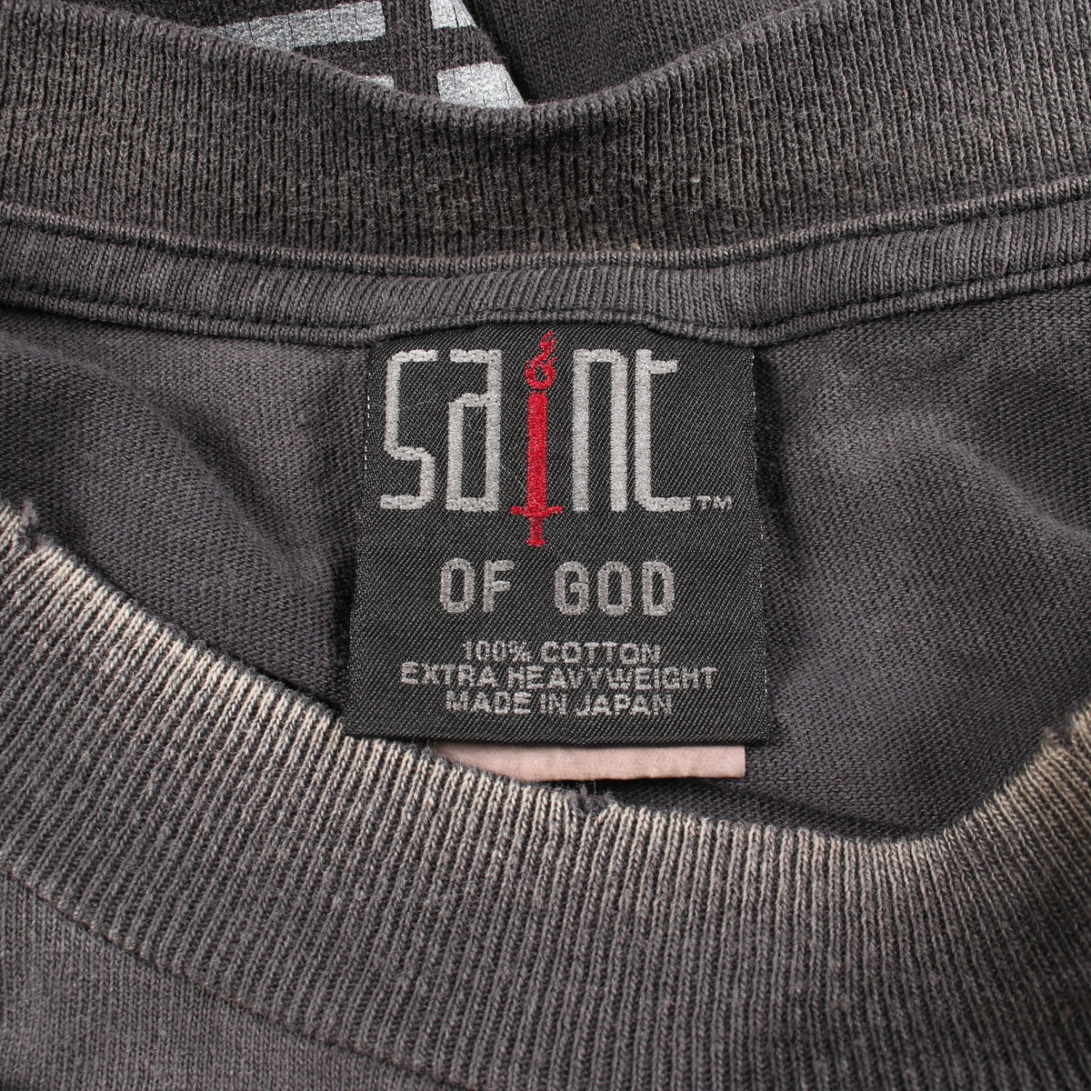 SAINT MICHAEL × FEAR OF GOD FG_SS TEE SNT OF GOD ユーズド加工 オーバーサイズ 半袖Tシャツ コットン グレー セント マイケル トップス SAINT MICHAEL